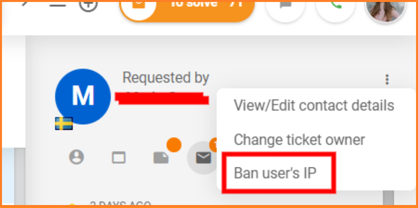 Recurso de banimento do LiveAgent