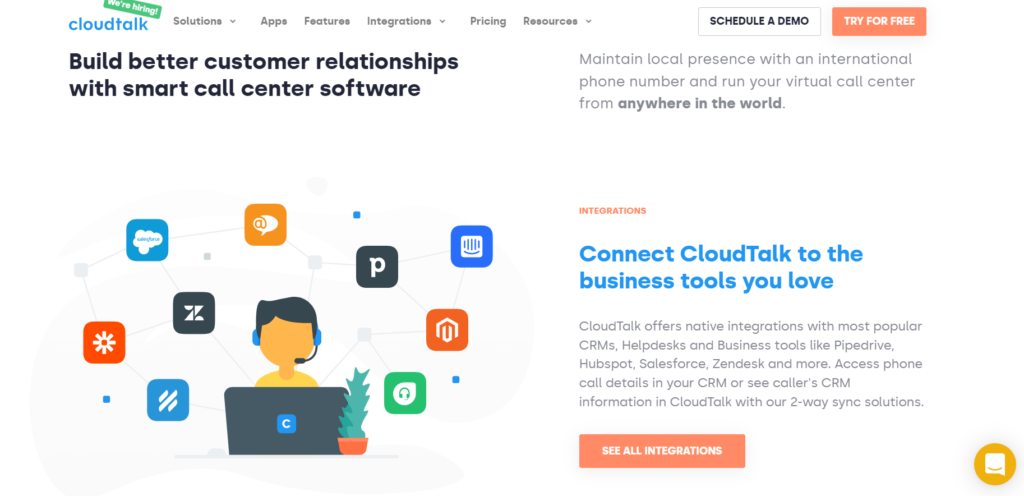 Página inicial da Talkdesk