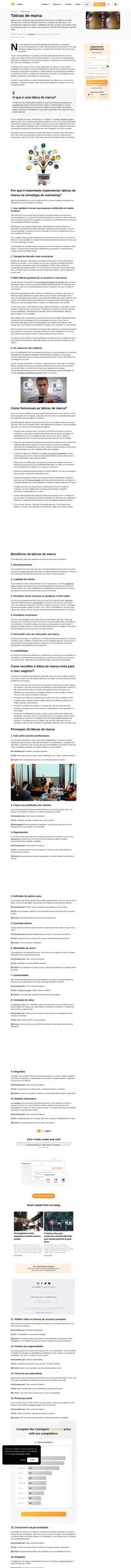 Conheça mais sobre as táticas de marca - por que são essenciais, como usá-las e escolha entre as 18 melhores táticas adequadas para o seu negócio.