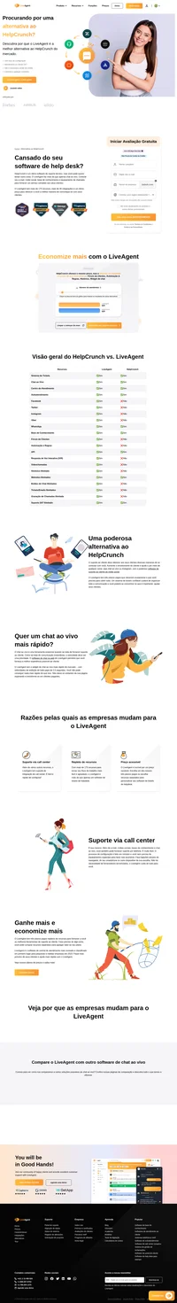 O LiveAgent tem mais de 175 recursos, mais de 40 integrações e um preço muito acessível. Veja porque você deve mudar do HelpCrunch para o LiveAgent.