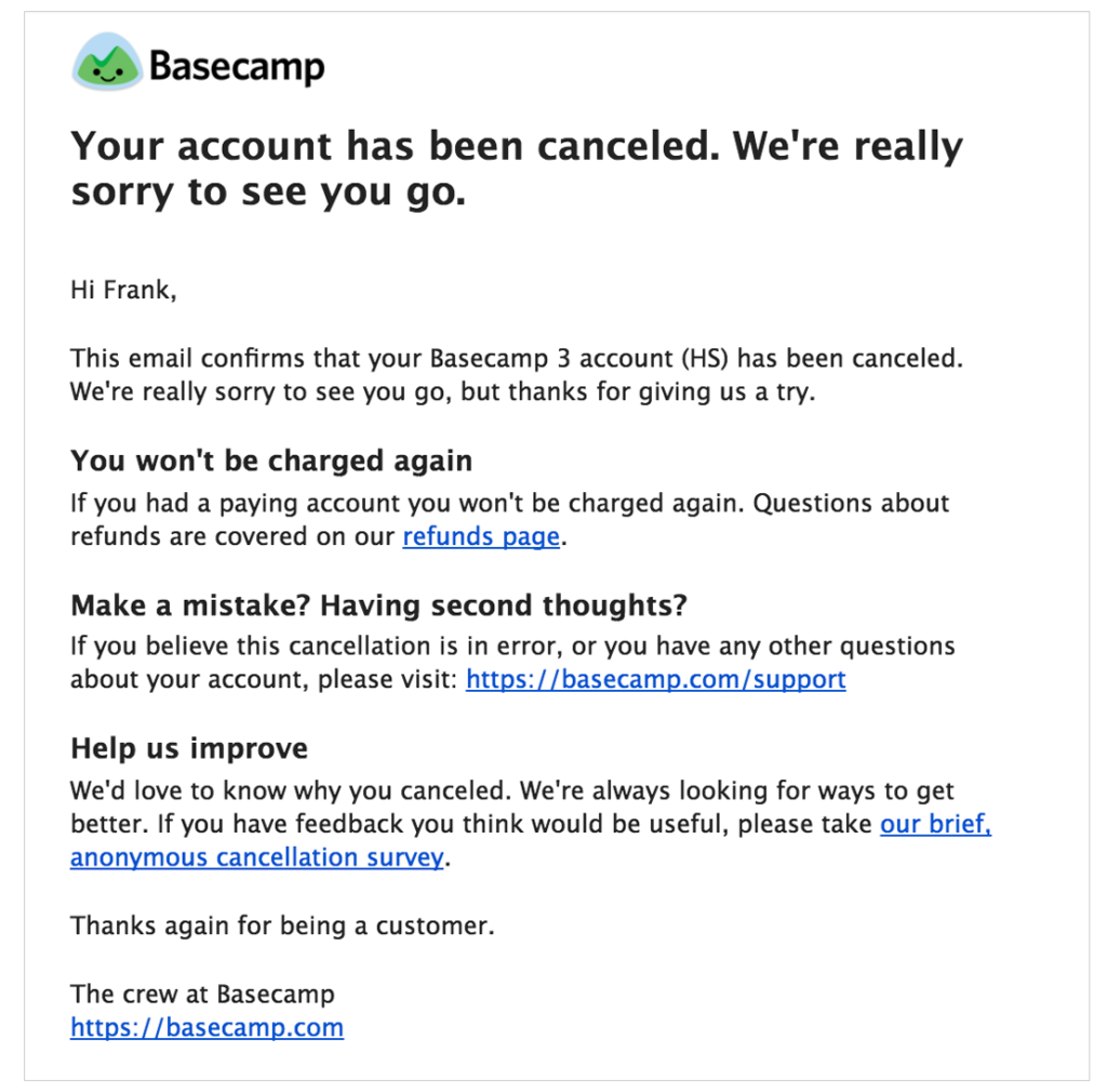 Modelos De E mail De Cancelamento LiveAgent