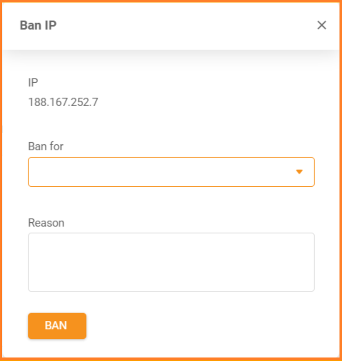 Recurso de banimento do LiveAgent
