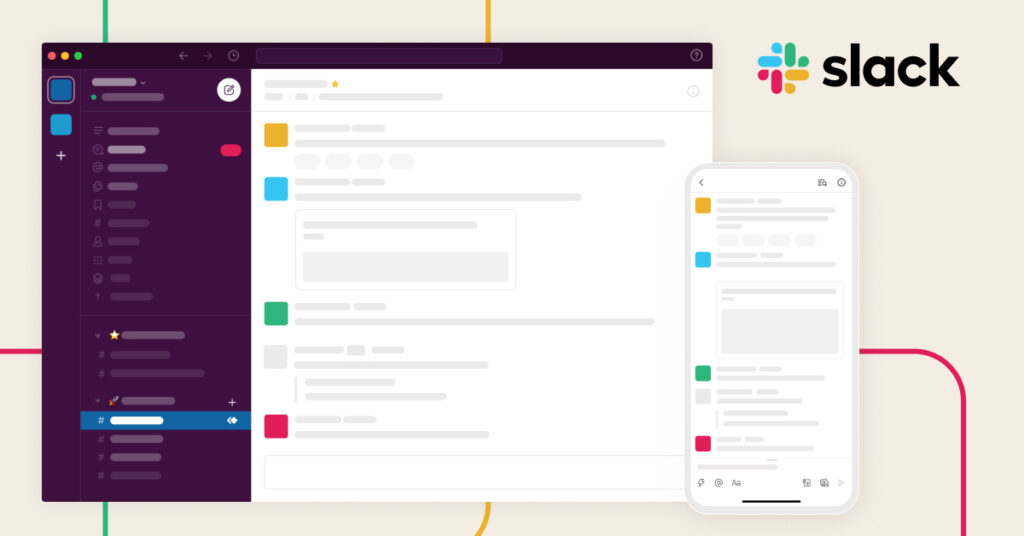 Maquete de recursos do Slack
