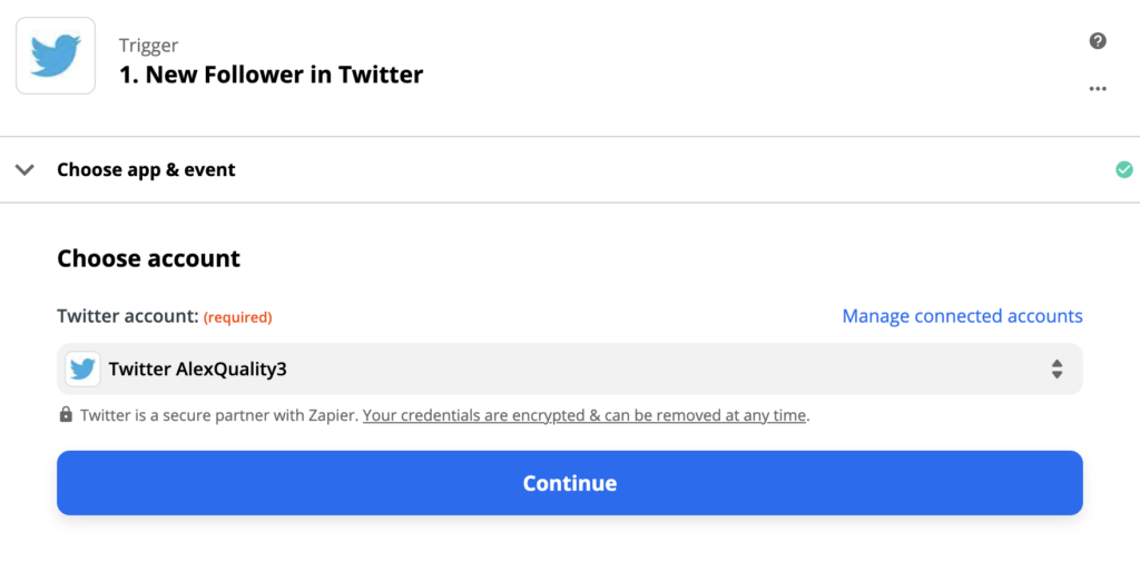 Configuração do gatilho do Twitter no processo de integração