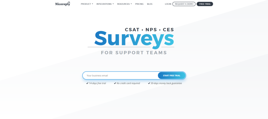 Página inicial do NiceReply