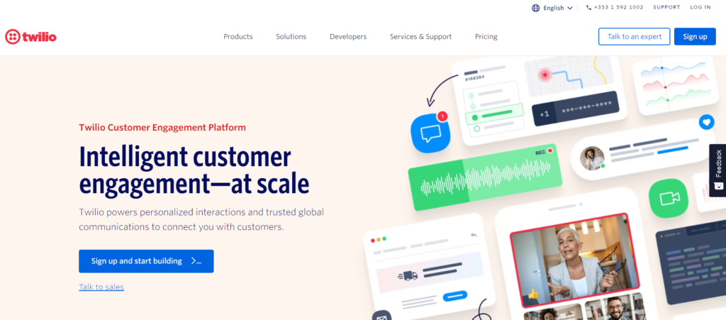 Página inicial do Twilio