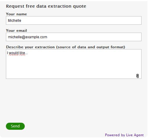 Formulário de contato do LiveAgent