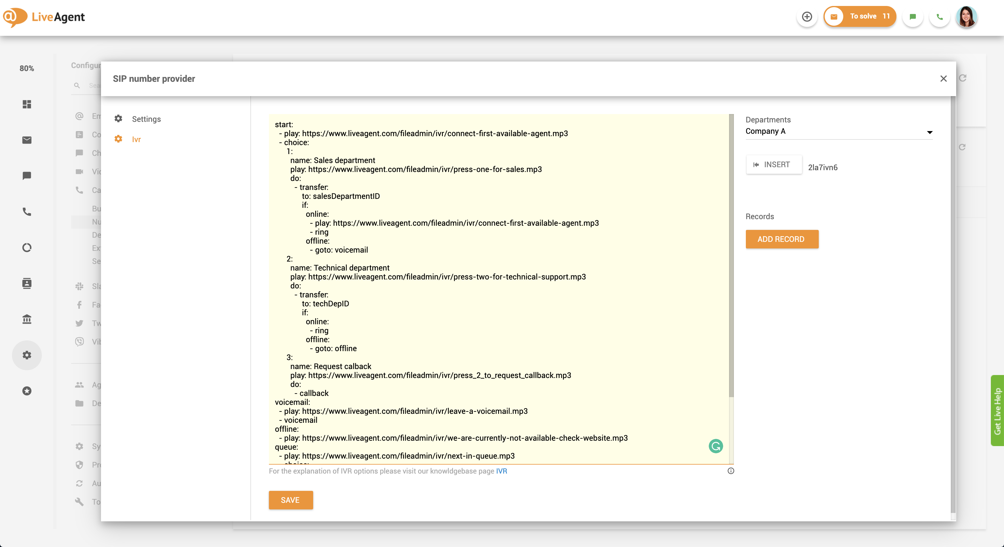 callback set up IVR script
