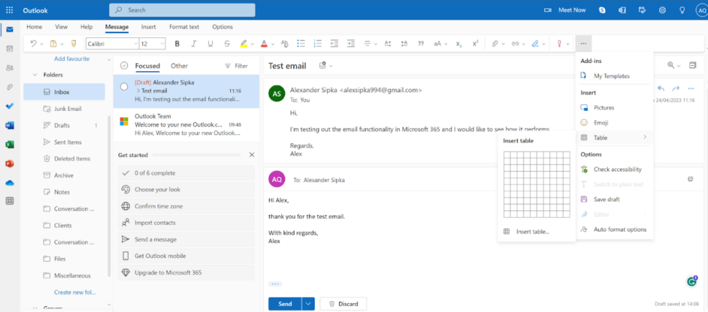 Microsoft365 - possibilidades de formatação de e-mails