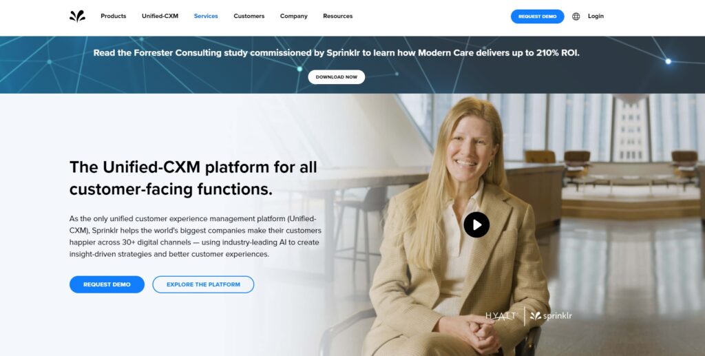 Página inicial da Sprinklr