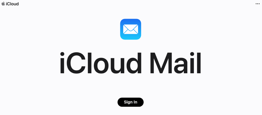 Página inicial do iCloud Mail - uma alternativa segura ao Gmail para usuários da Apple