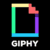 logo giphy colorida com fundo preto