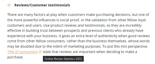 Exemplo de construção de links no artigo do LiveAgent