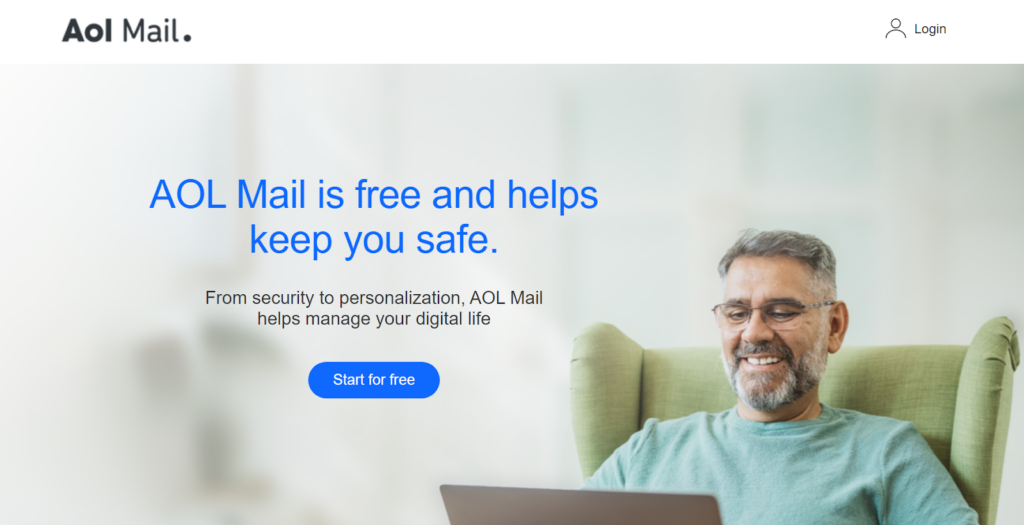 Página inicial do Aol Mail - uma alternativa amigável ao Gmail