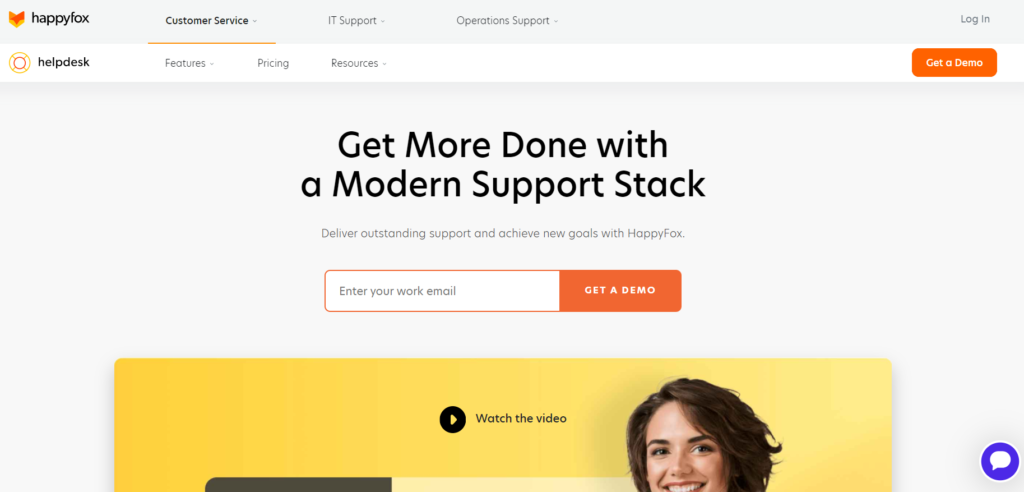 Página inicial do HappyFox