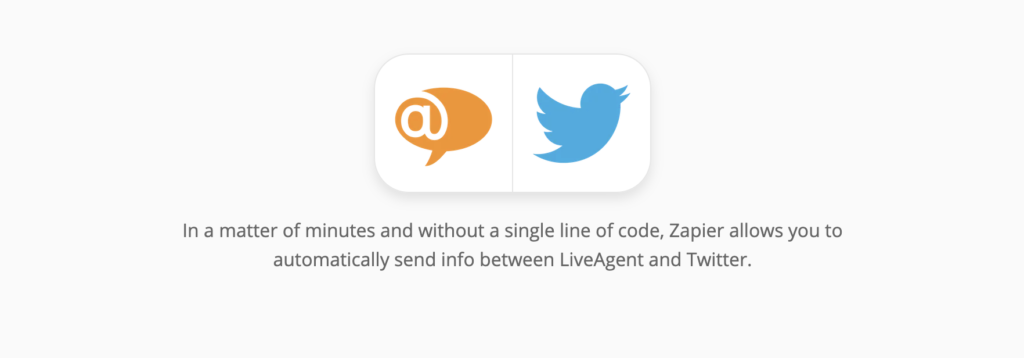 Página de integrações LiveAgent e Twitter no Zapier