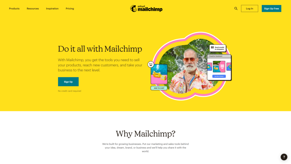 Página de destino do Mailchimp