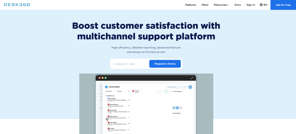 Página inicial do Desk360