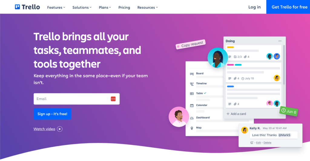 Trello user-friendly organizing interface for tasks and projects