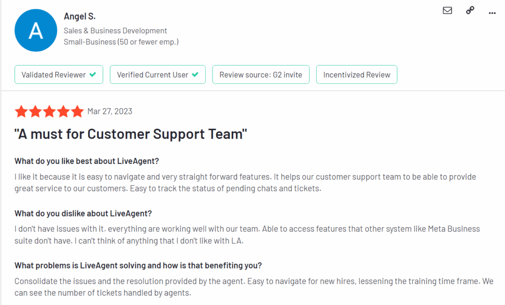 G2 - Avaliação do LiveAgent