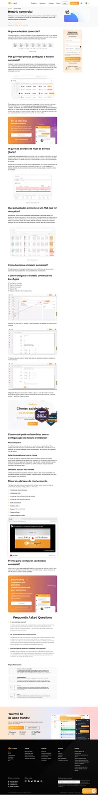 O horário comercial do LiveAgent configura seus níveis de SLA para agir apenas durante períodos de tempo especificados, com a possibilidade de excluir feriados. Saiba mais.