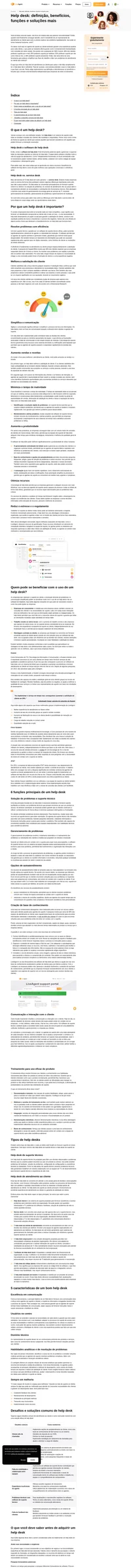 O que é um help desk? Explore a definição, os benefícios, as diferenças e as funções para um suporte eficiente ao cliente.