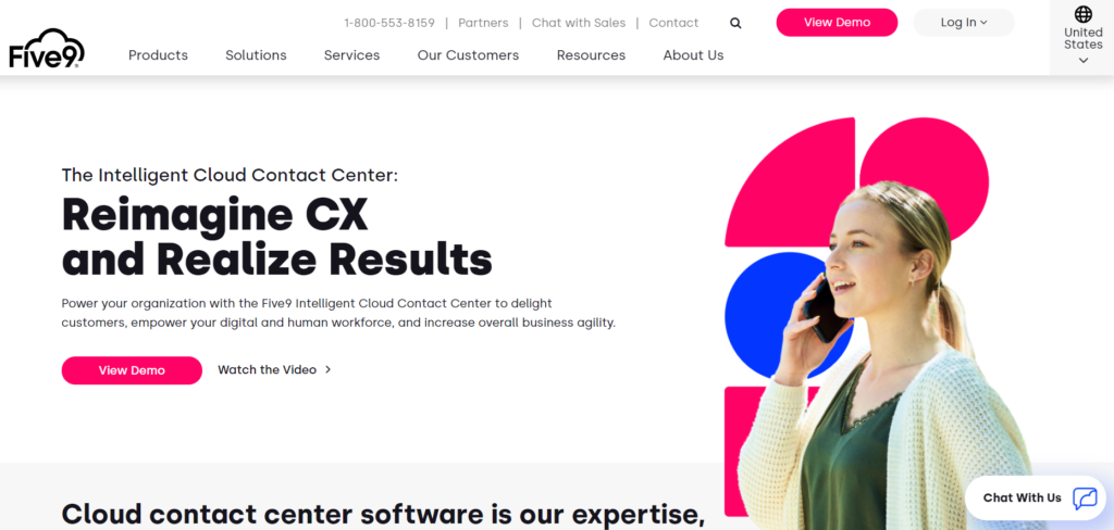 Página inicial da Five9