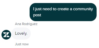 Resposta irreverente do chatbot da Zendesk Suite
