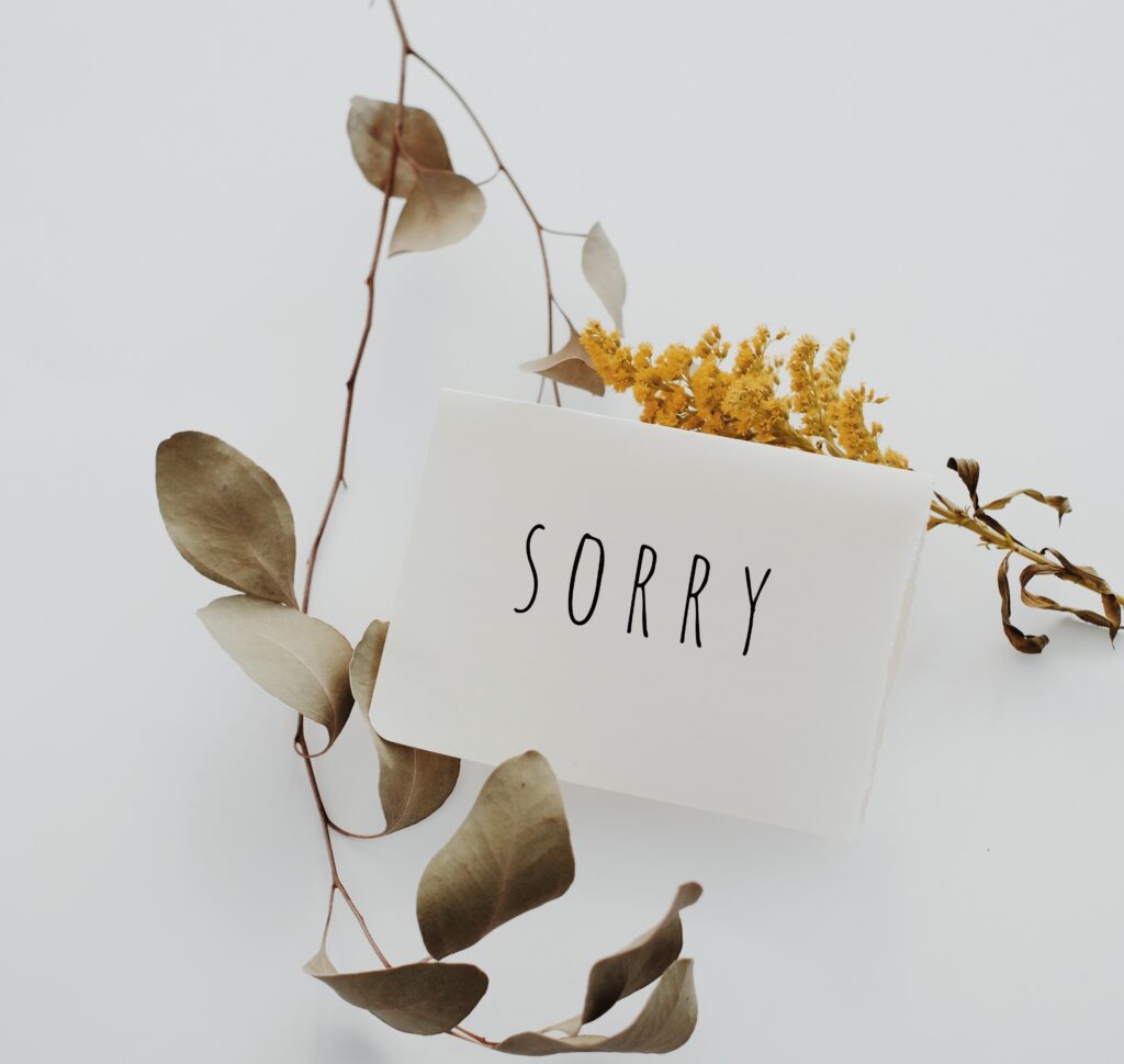 envelope com desculpas