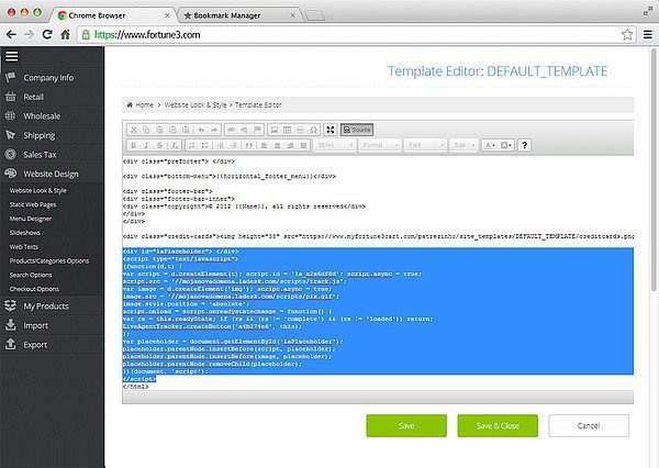 Integração do Fortune3 LiveAgent