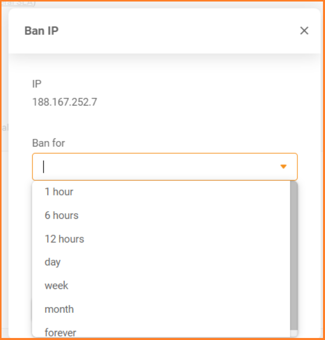 Recurso de banimento do LiveAgent