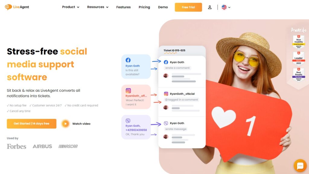 LiveAgent - software de suporte em mídias sociais