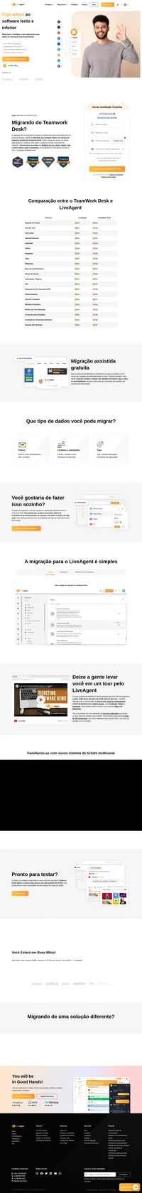 Migrando do Teamwork Desk para uma solução de suporte ao cliente diferente? Migre para o LiveAgent gratuitamente e conheça nosso conjunto de ferramentas.