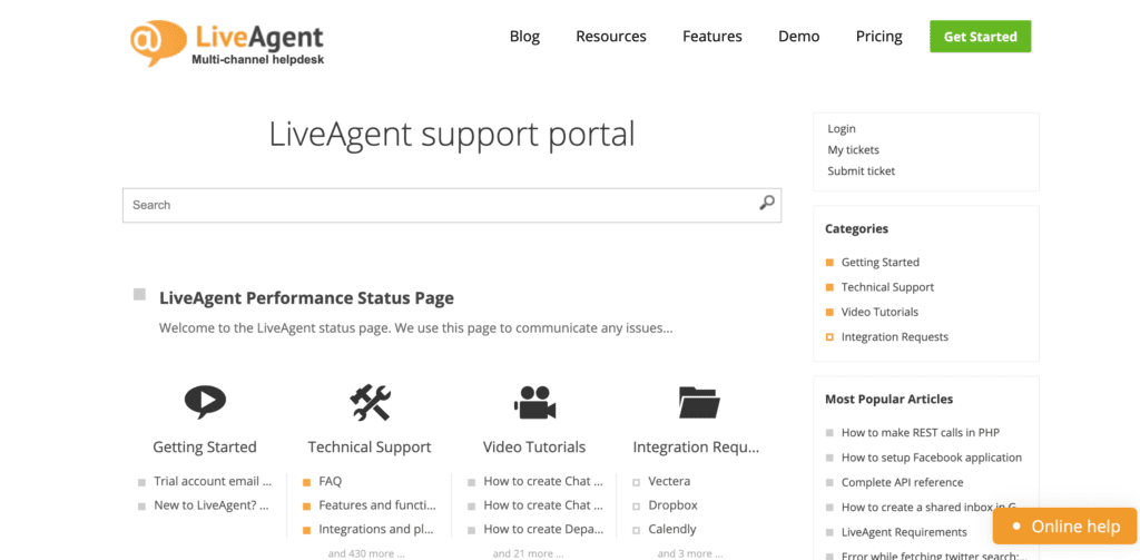 LiveAgent support portal