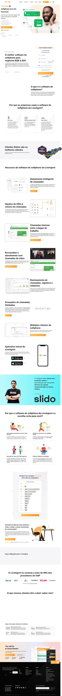 Faça e receba ligações internacionais por preços locais com o software de softphone do LiveAgent. Nós temos parceria com mais de 99% dos provedores de VoIP.